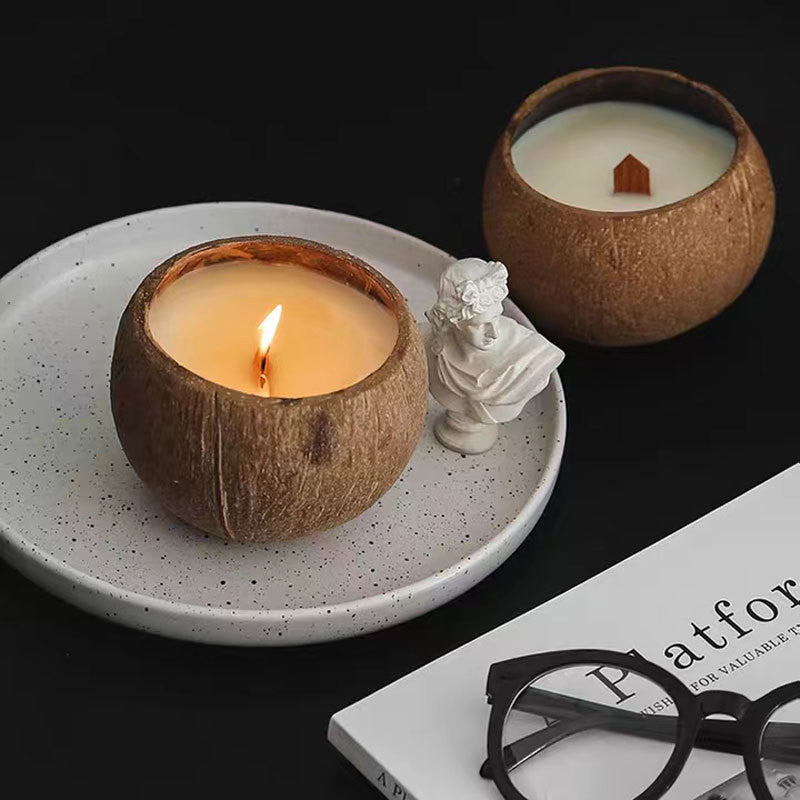 Coconut Shell Aromatherapy Candle Container Indoor Long-lasting Home Sleep