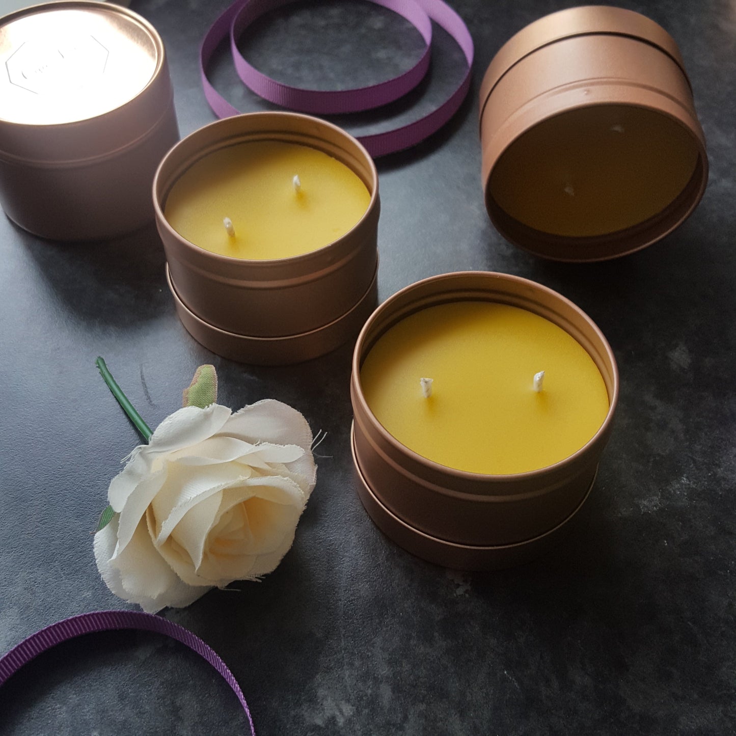 Luxury Rose Gold Beeswax Tin Candle | 3.2oz | 15hr+