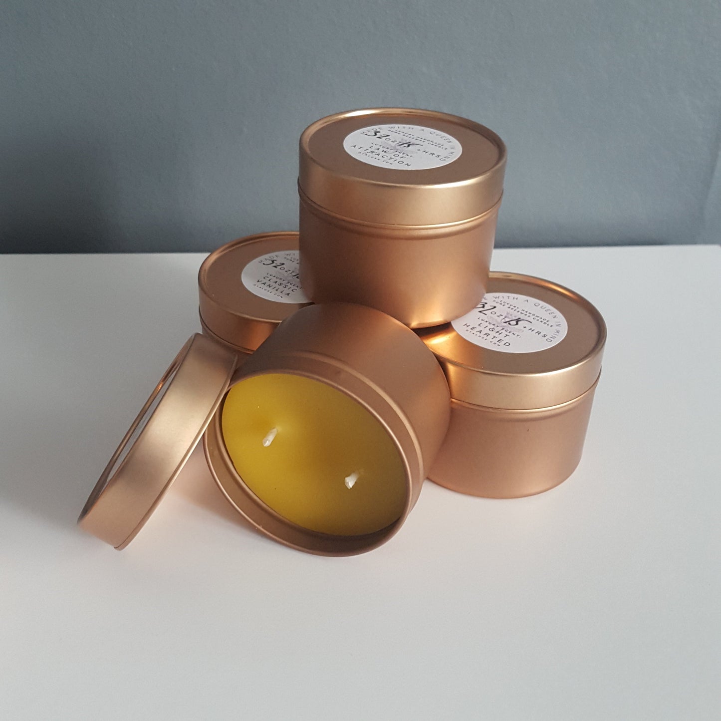 Luxury Rose Gold Beeswax Tin Candle | 3.2oz | 15hr+