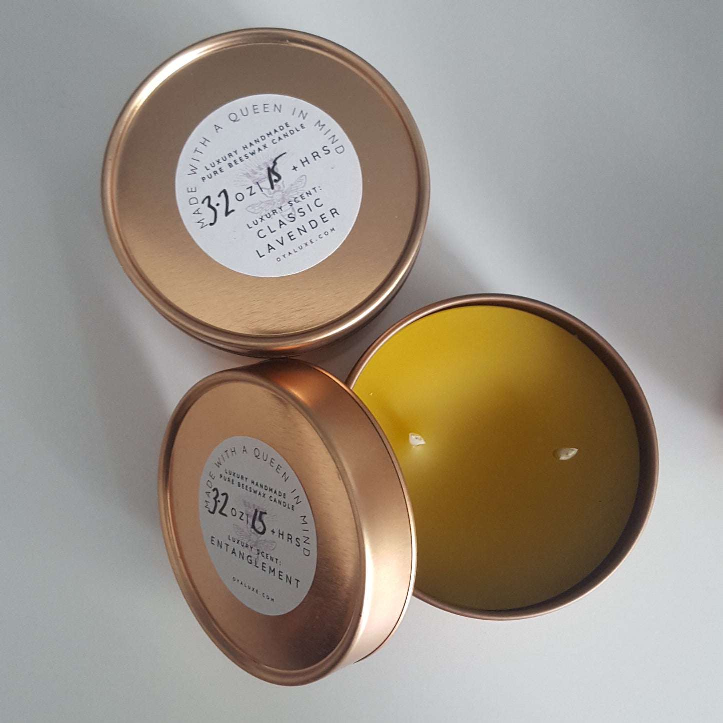 Luxury Rose Gold Beeswax Tin Candle | 3.2oz | 15hr+