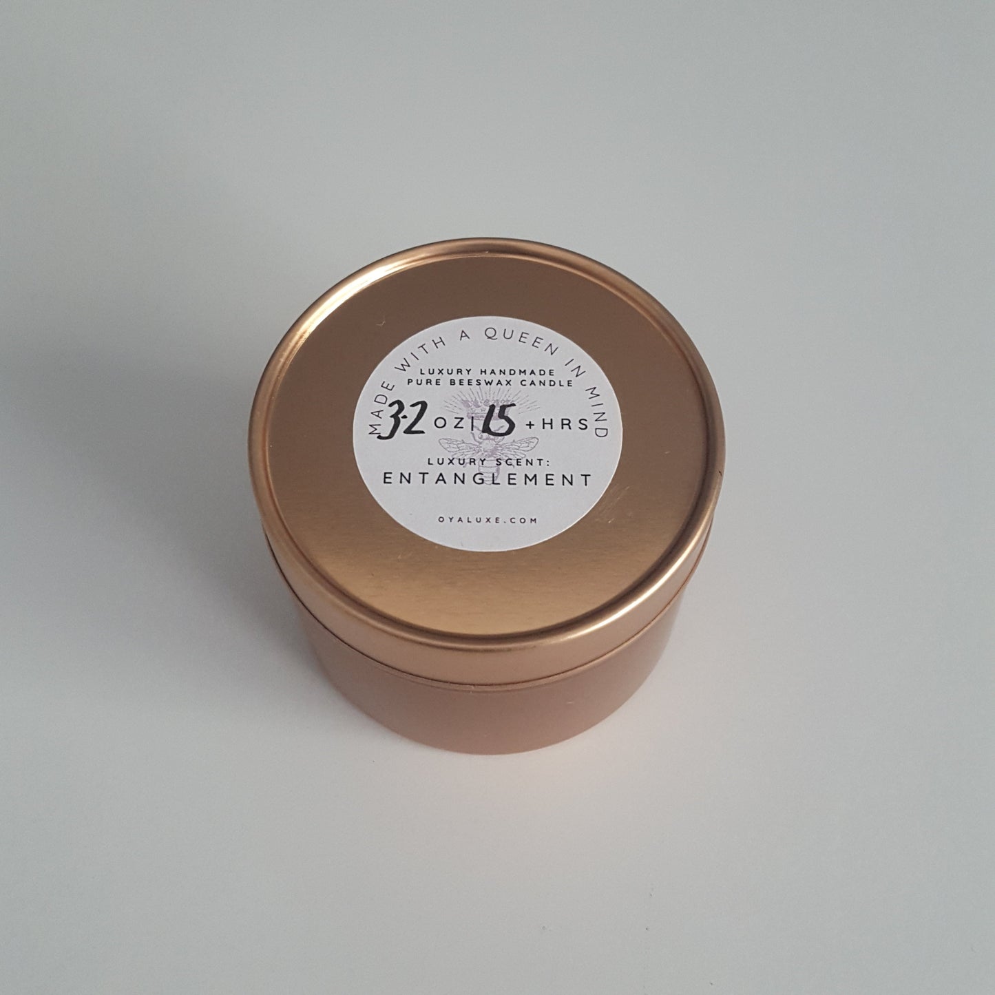 Luxury Rose Gold Beeswax Tin Candle | 3.2oz | 15hr+