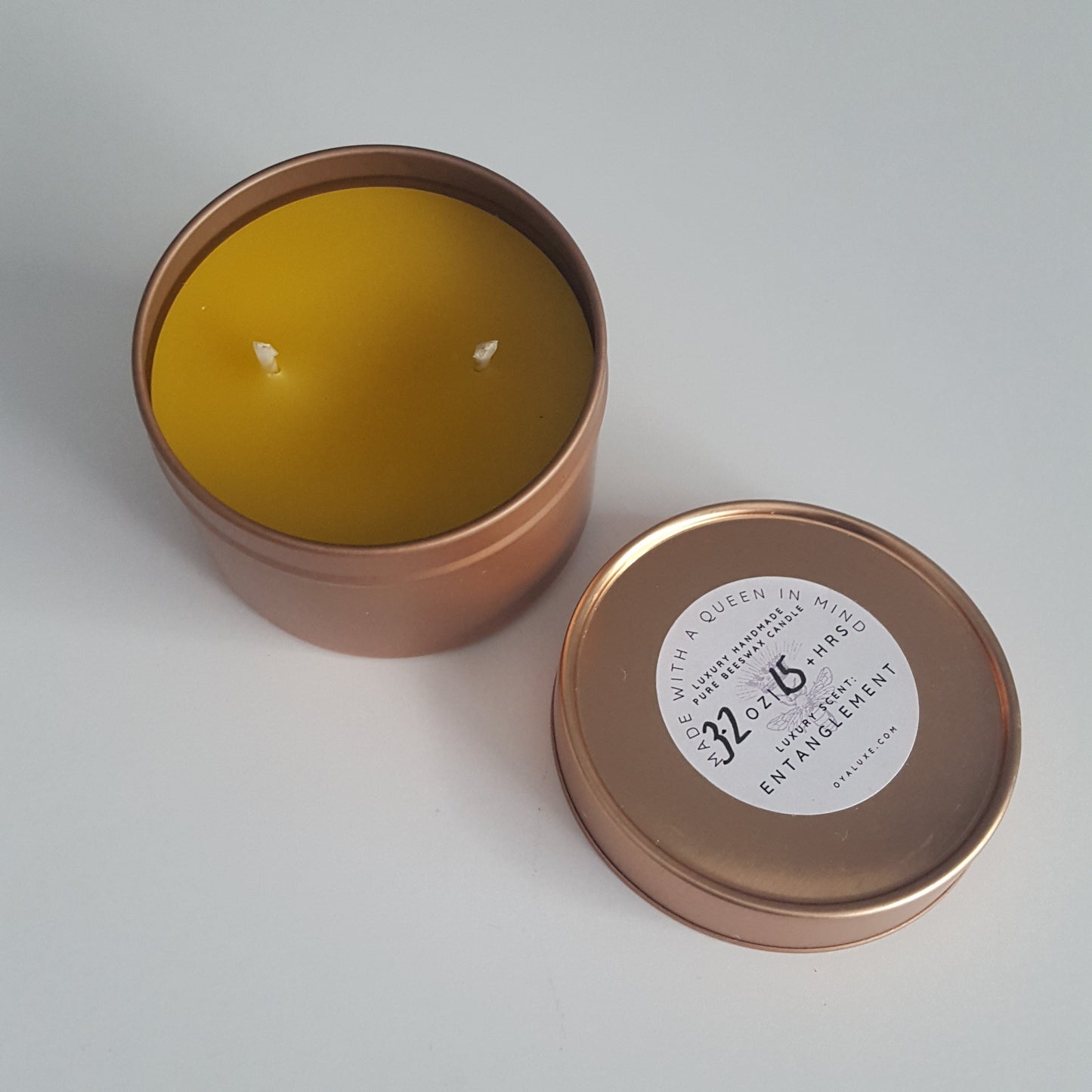 Luxury Rose Gold Beeswax Tin Candle | 3.2oz | 15hr+