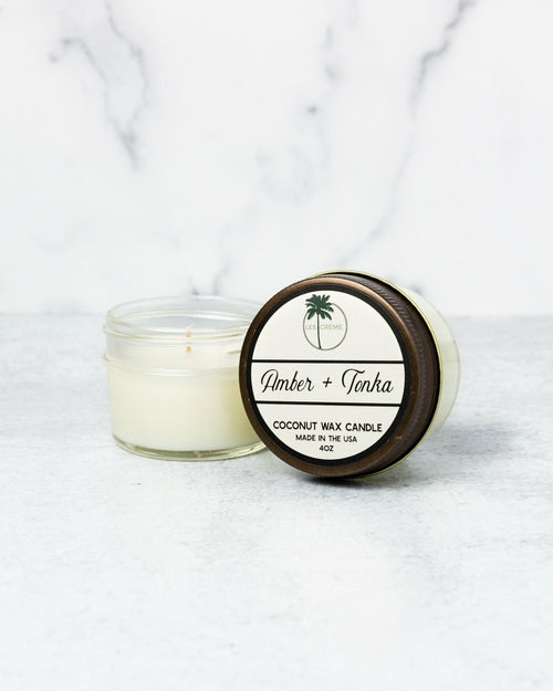 Amber + Tonka Scent Coconut Wax Candle